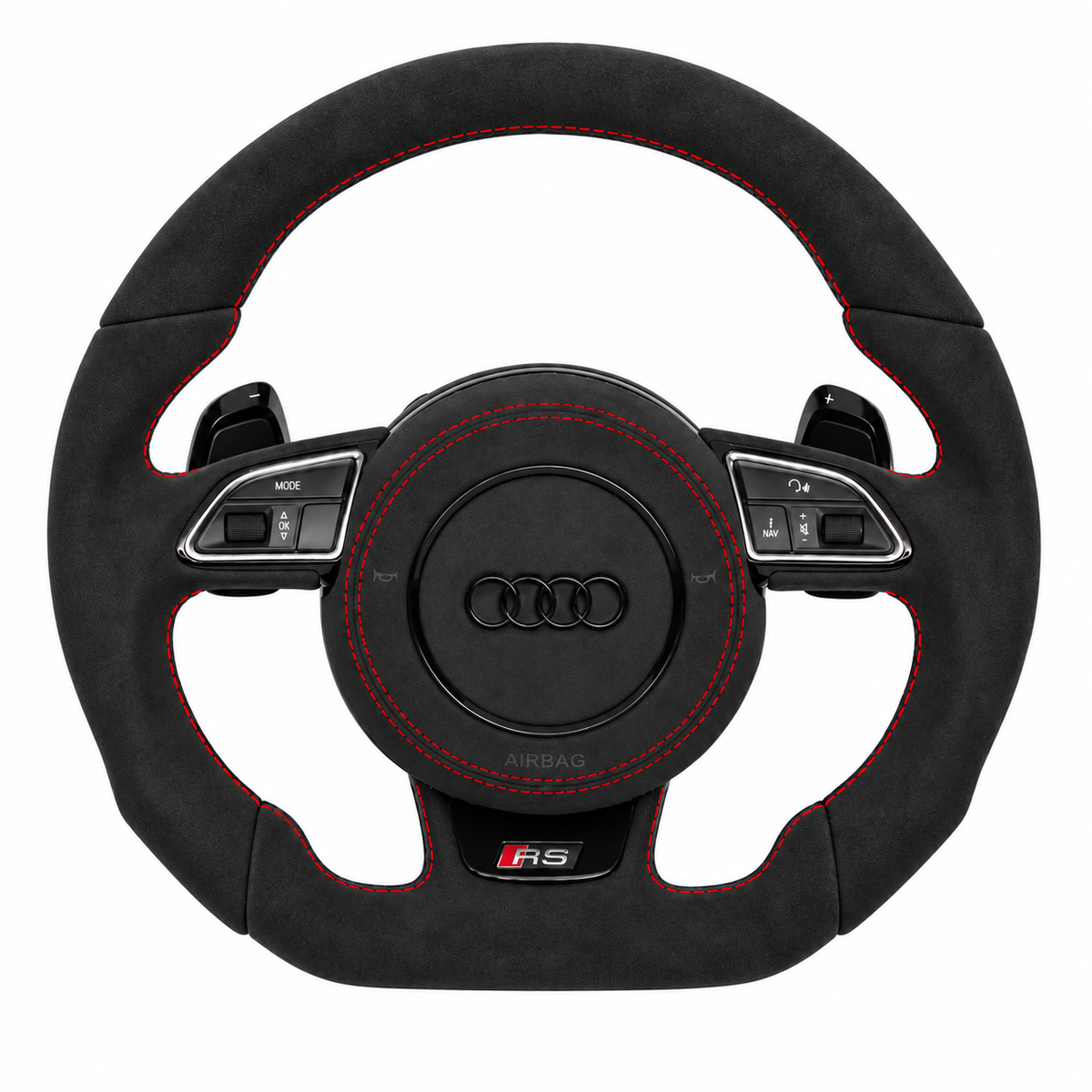 Carbon-Alcantara Lenkrad Audi A3 A4 A5 8P B8 – Oben Alcantara, Seitlich Alcantara, Naht rot