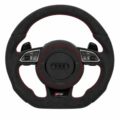 Carbon-Alcantara Lenkrad Audi A3 A4 A5 8P B8 – Oben Alcantara, Seitlich Alcantara, Naht rot
