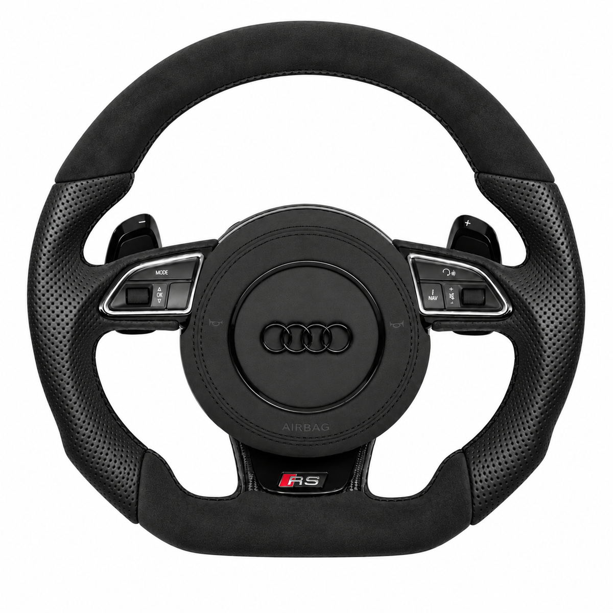Carbon-Alcantara Lenkrad Audi A3 A4 A5 8P B8 – Oben Alcantara, Seitlich Perforiertes Leder, Naht schwarz
