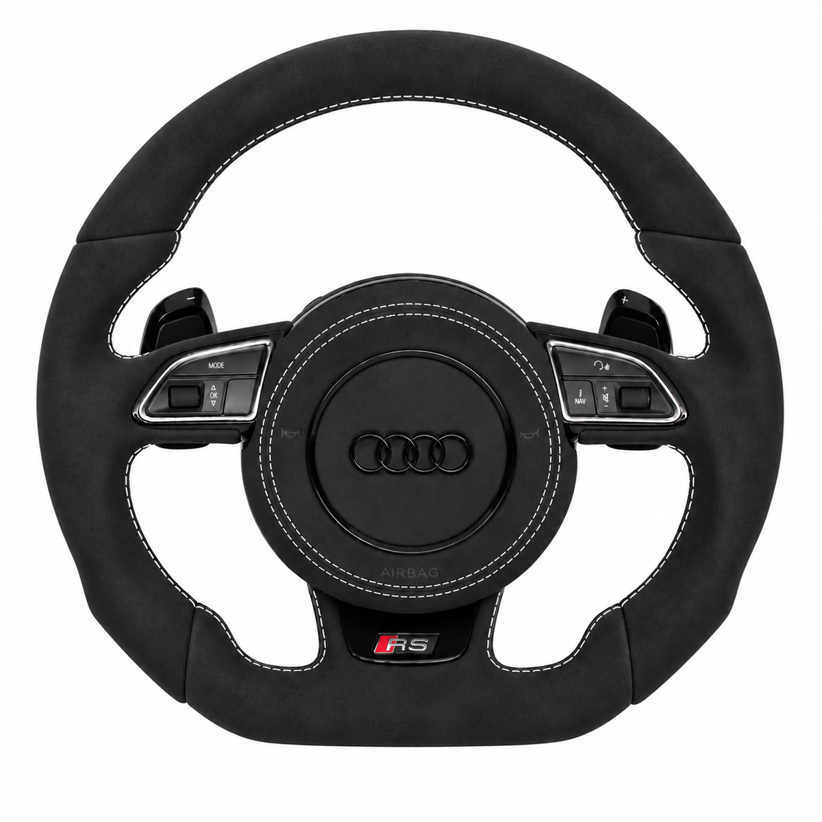 Carbon-Alcantara Lenkrad Audi A3 A4 A5 8P B8 – Oben Alcantara, Seitlich Alcantara, Naht weiß