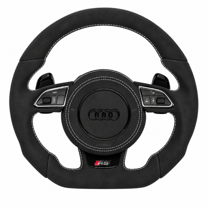 Carbon-Alcantara Lenkrad Audi A3 A4 A5 8P B8 – Oben Alcantara, Seitlich Alcantara, Naht weiß
