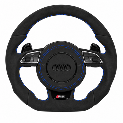 Carbon-Alcantara Lenkrad Audi A3 A4 A5 8P B8 – Oben Alcantara, Seitlich Alcantara, Naht blau