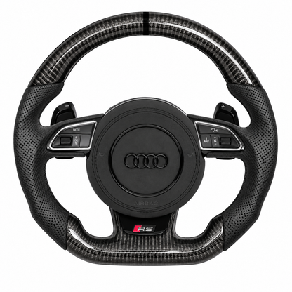 Carbon-Alcantara Lenkrad Audi A3 A4 A5 8P B8 – Oben Carbon, Seitlich Perforiertes Leder, Naht schwarz