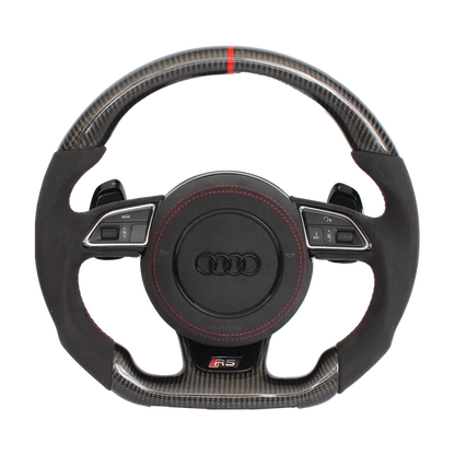 Carbon-Alcantara Lenkrad Audi A3 A4 A5 8P B8 – Oben Carbon, Seitlich Alcantara, Naht rot